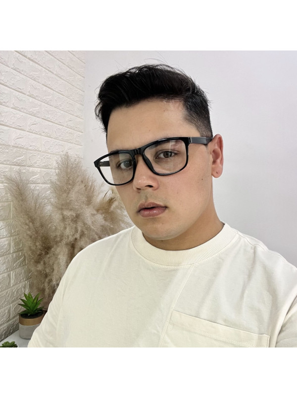 Armação de Óculos 76004 Quadrado Preto Brilho e Azul